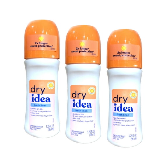 Dry Idea Roll-On Antiperspirant And Deodorant, Fresh Linen Scent - 3.25 oz , 3 Pack, Unisex