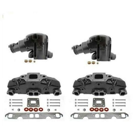 Dry Joint Exhaust Manifold Kit with Riser / Elbows Compatible with Mercruiser 5.0L, 5.7L, 6.2L 2005 and Newer by FASWORX