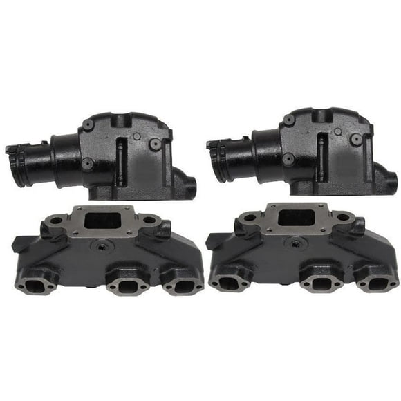 Dry Joint Exhaust Manifold Set with Risers / Elbows for 2002-2004 Mercruiser 4.3L by FASWORX