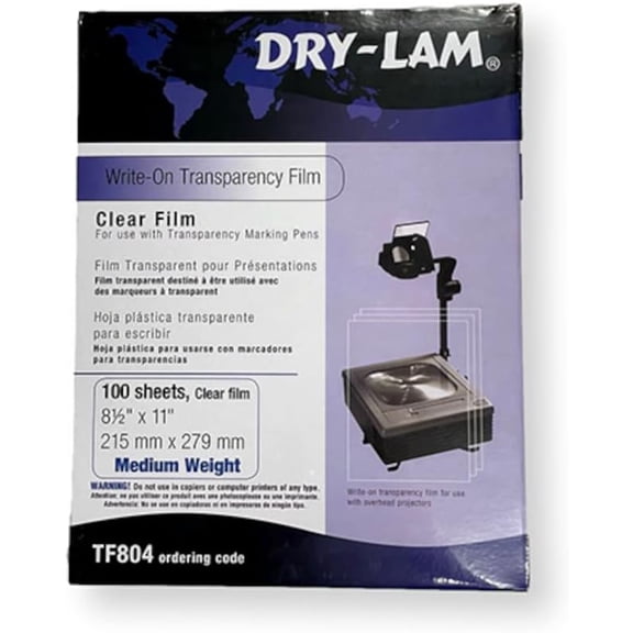 Dry-Lam TF804 Box of 100 Write-On Plastic Sheets, 4 mil Thick, Used by Educators and Business Concerns, Reusable, Acetate Sheets Transmit Clear and Precise