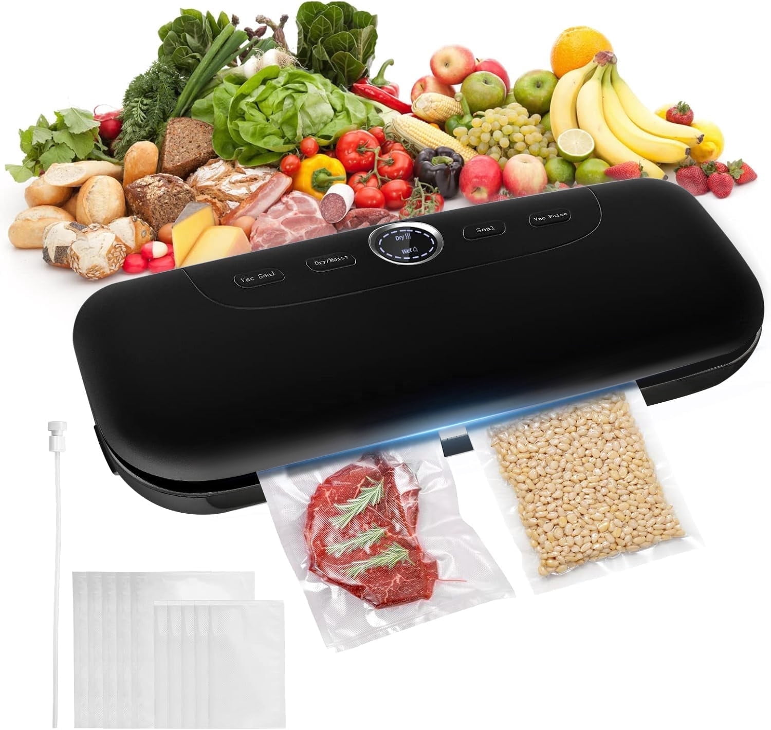 Dry/Moist Vacuum Sealer Machine, Air Vacuum Sealers for Sous Vide and Food Storage, Air Sealer Machine with 10 Vacuum Seal Bags