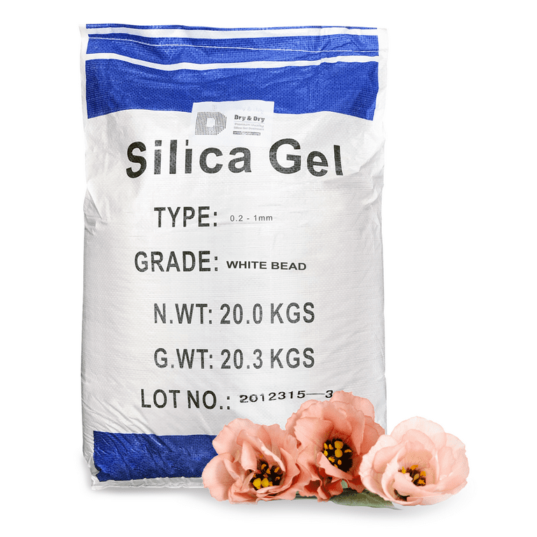 Dry & Dry (Net 44 LBS) Premium Orange Indicating Silica Gel Flower Drying  Desiccant - Flower Drying Silica Gel Desiccant(1 Sack of 44 LBS Reusable)