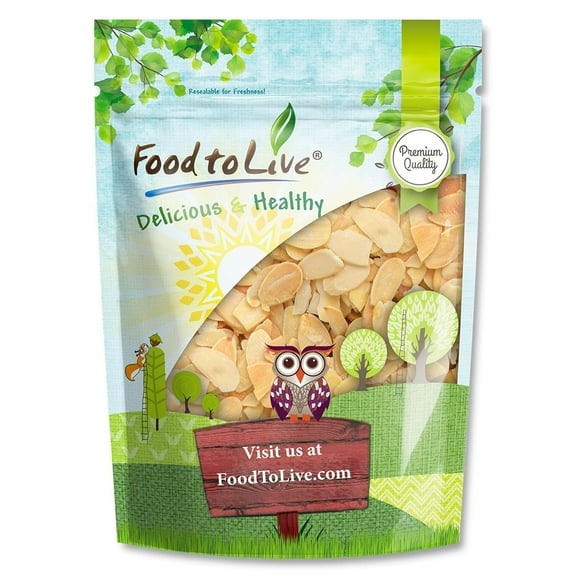 Dry Roasted Blanched Sliced Almonds, 1.5 Pounds Perfectly Oven Toasted for Maximum Flavor, Unsalted, No Oil Added, Perfect for Cooking, Baking and Snacking, Vegan, Kosher, Bulk - by Food to Live