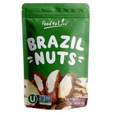 Dry Roasted Brazil Nuts with Himalayan Salt, 1 Pound — Kosher, Vegan — by Food to Live