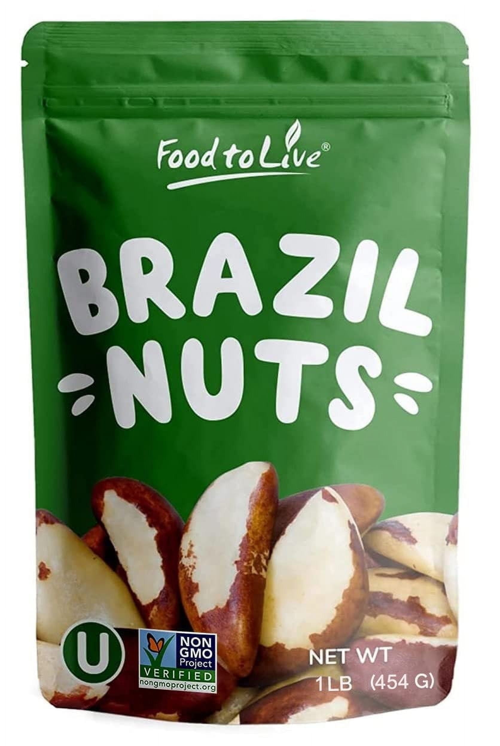 Dry Roasted Brazil Nuts with Himalayan Salt, 1 Pound — Kosher, Vegan — by Food to Live