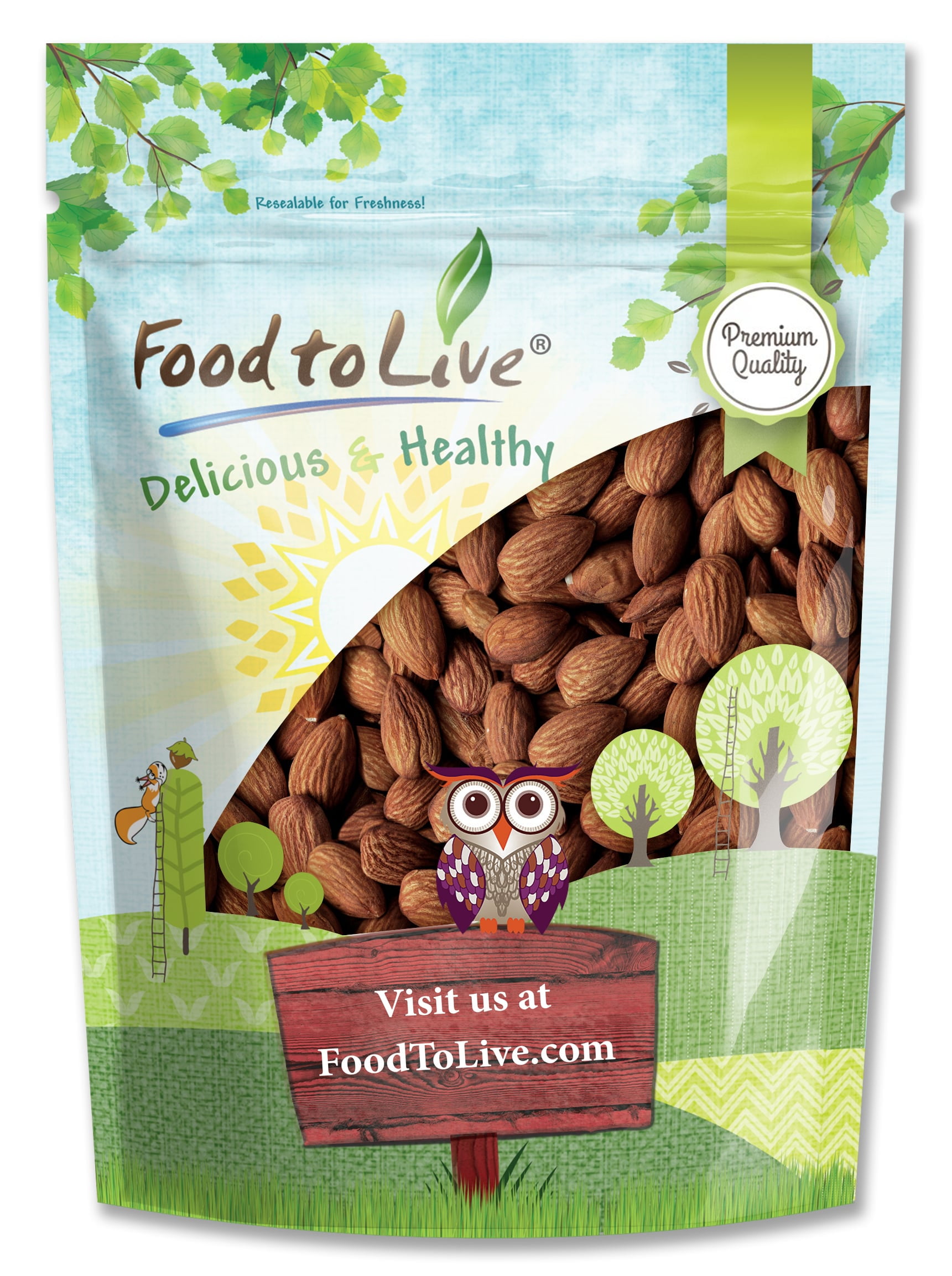 Dry Roasted California Almonds with Himalayan Salt, 2 Pounds — Kosher, Vegan — by Food to Live