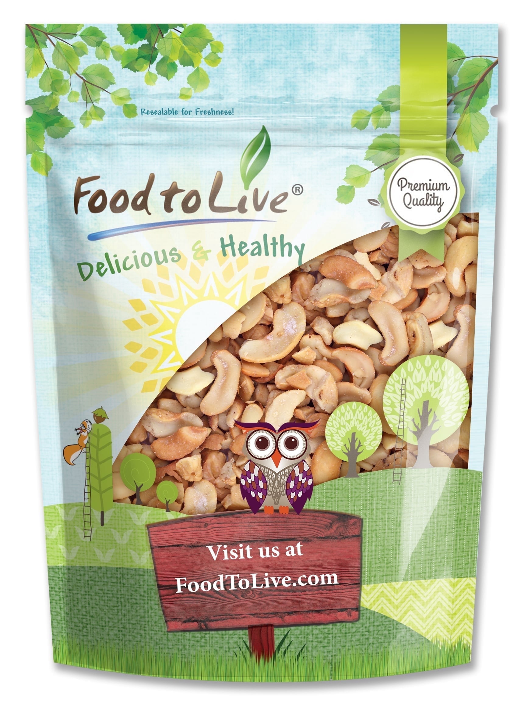 Food to Live Dry Roasted Cashew Pieces with Himalayan Salt, 1 Pound ...