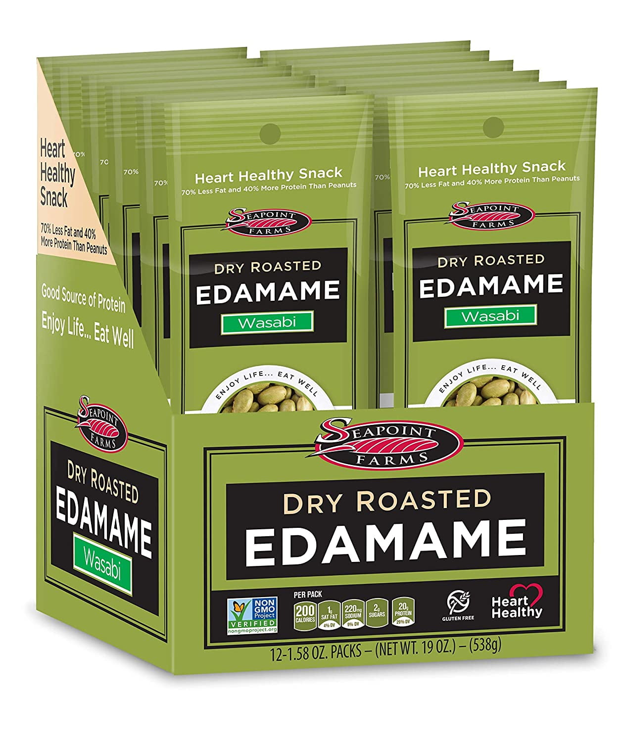 Dry Roasted Edamame, Wasabi, Plant Based Protein, Vegan, GlutenFree