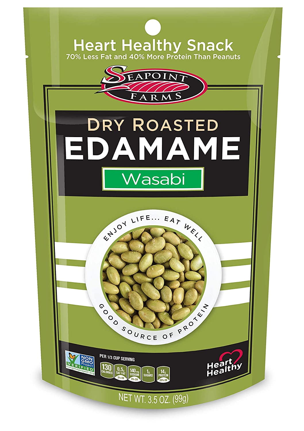 Dry Roasted Edamame, Wasabi, Plant Based Protein, Vegan, GlutenFree, NonGMO, Crunchy Snack for