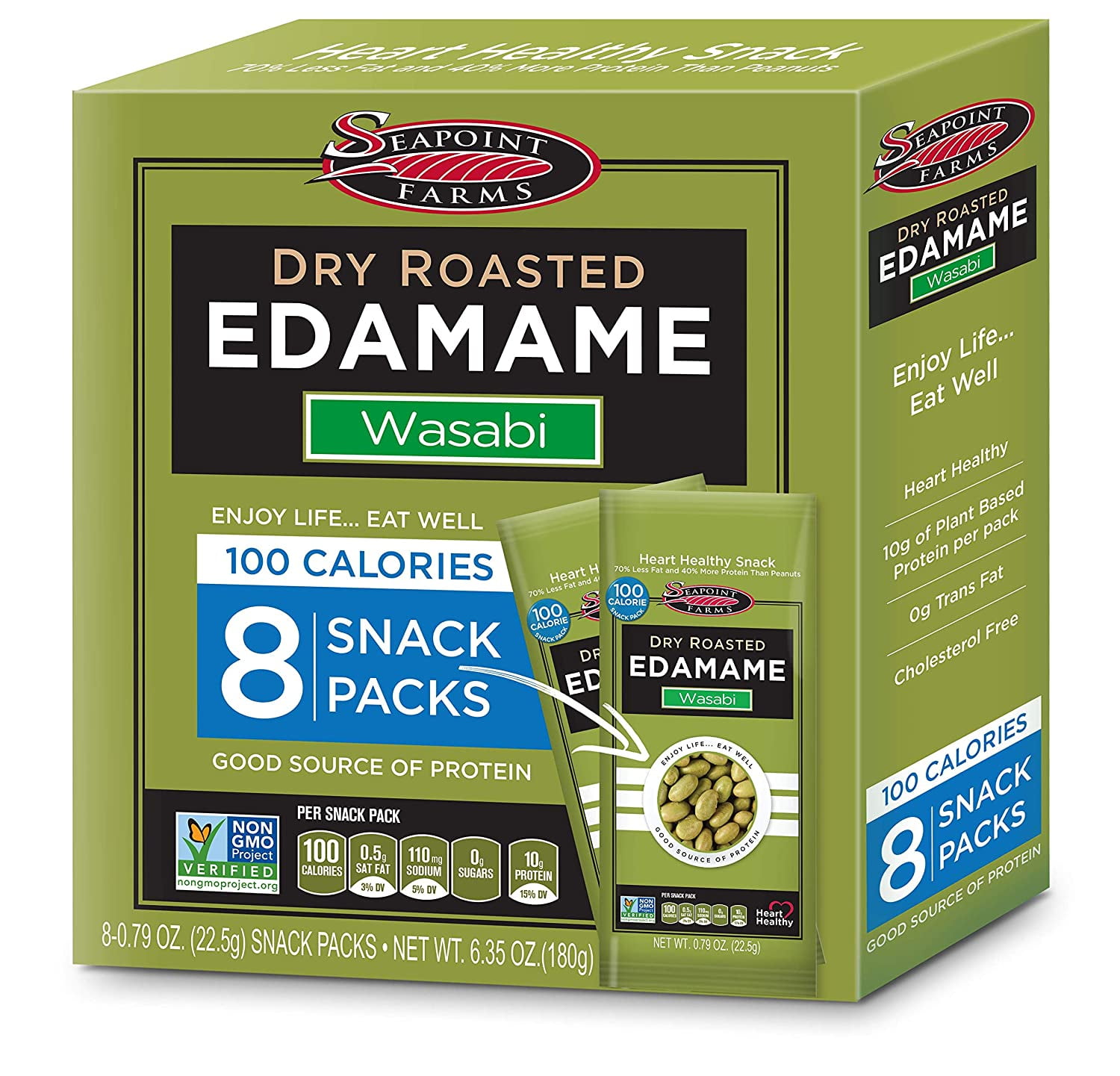 Dry Roasted Edamame, Wasabi, Vegan, GlutenFree, and NonGMO, Crunchy