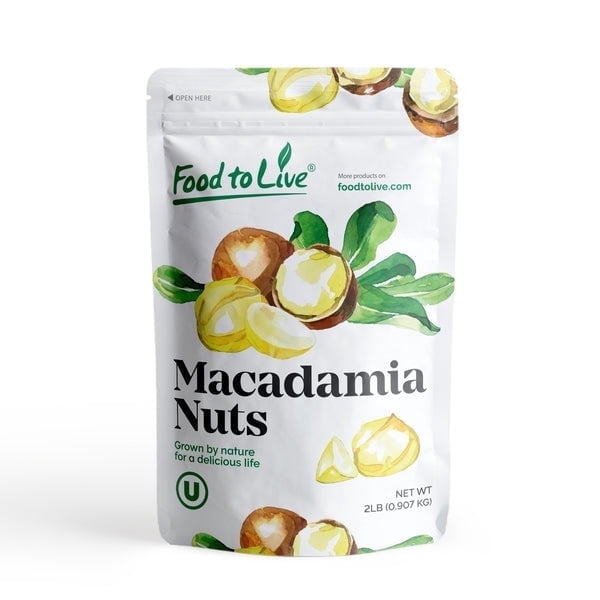 Dry Roasted Macadamia Nuts Halves and Pieces with Himalayan Salt, 2 Pounds – Vegan, Kosher, Bulk – by Food to Live