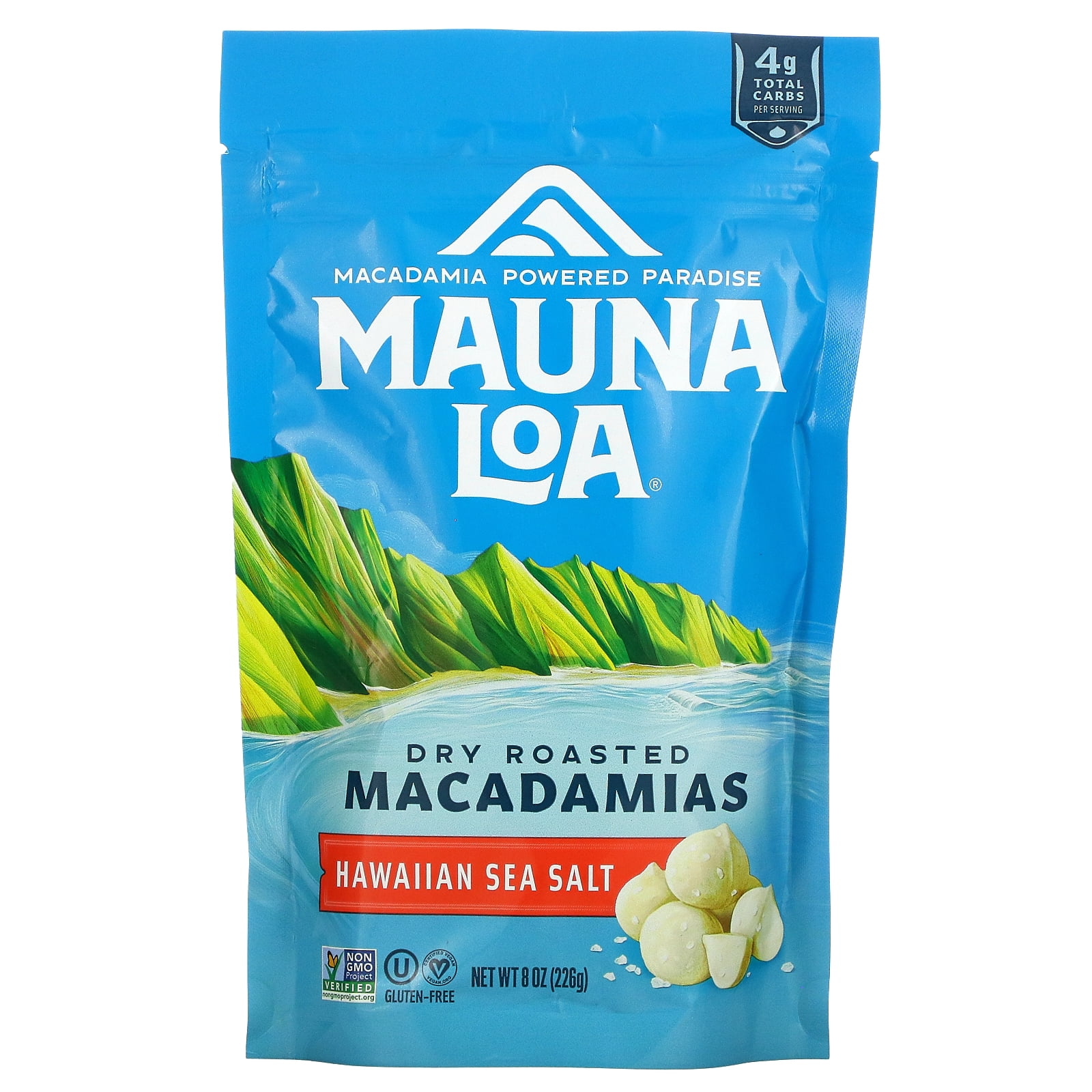 Dry Roasted Macadamias, Hawaiian Sea Salt, 8 oz (226 g), Mauna Loa