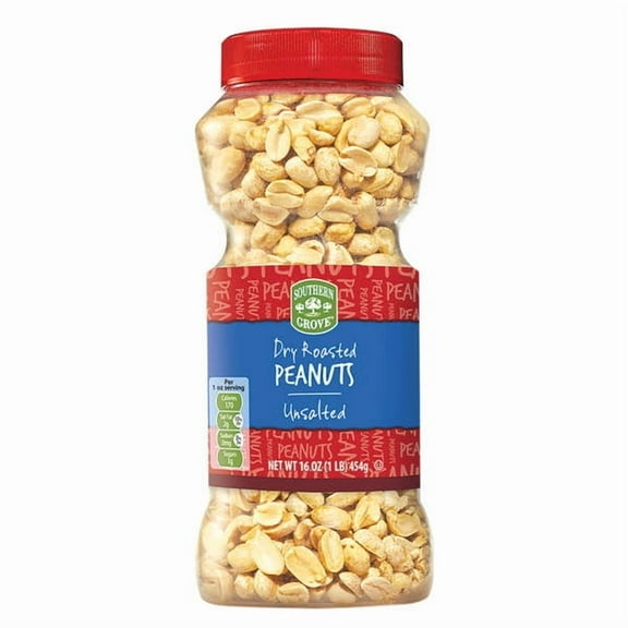 Southern Grove Dry Roasted Unsalted Peanuts, 16 oz - Pack of 2