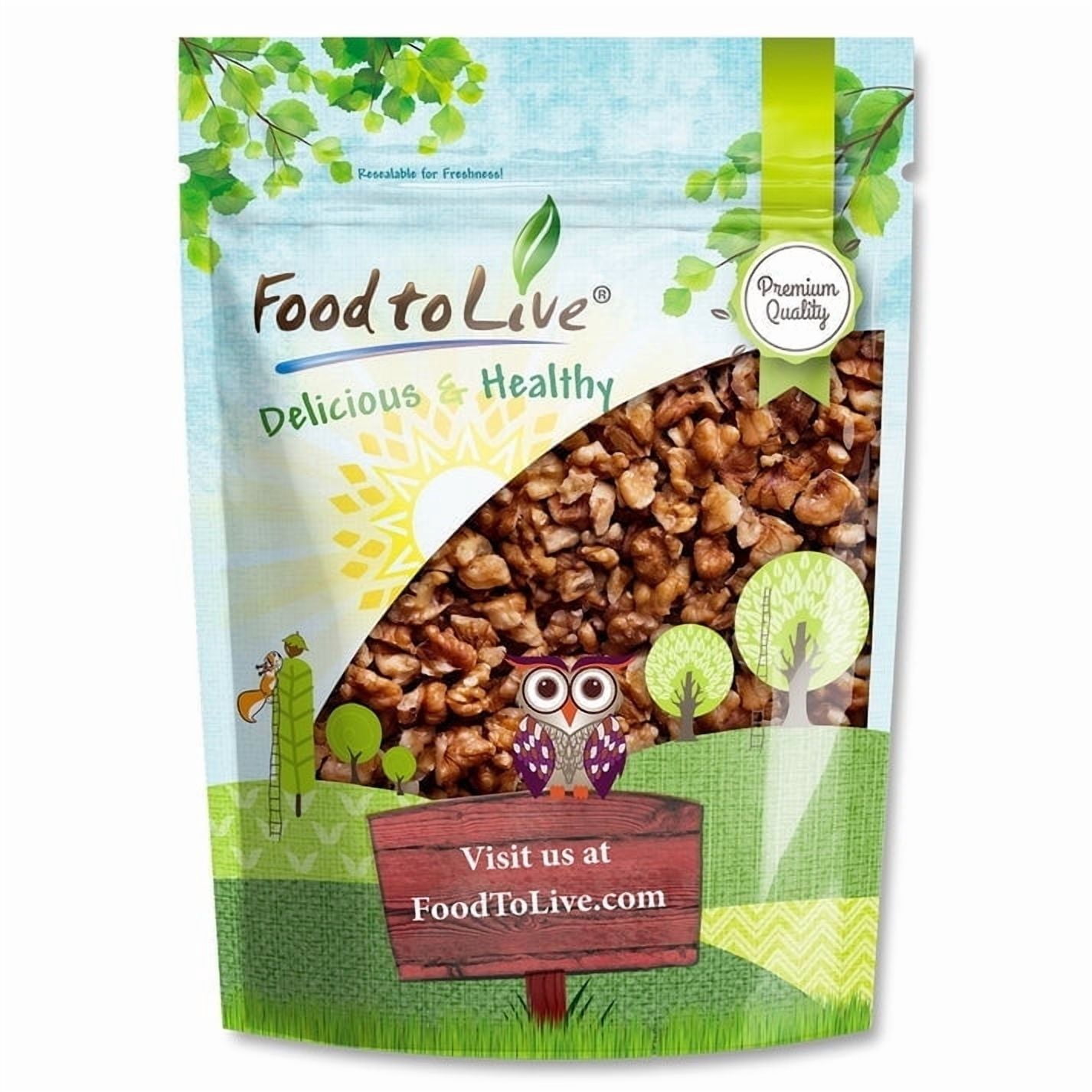 Dry Roasted Walnut Halves and Pieces, 1.5 Pounds – Vegan, Kosher, Bulk – by Food to Live
