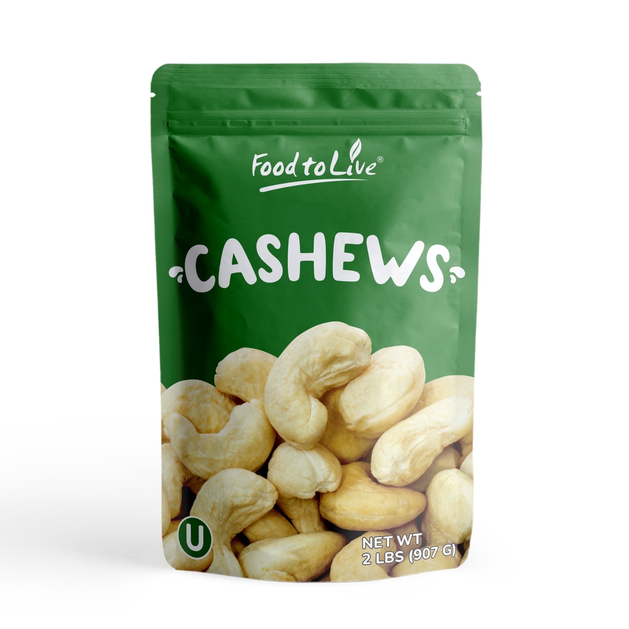 Dry Roasted Whole Cashews, 2 Pounds — Kosher, Vegan — by Food to Live