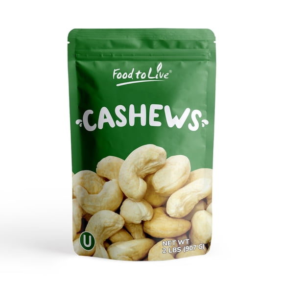 Dry Roasted Whole Cashews, 2 Pounds Kosher, Vegan by Food to Live