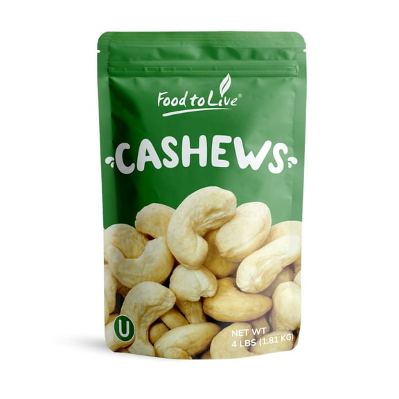 Dry Roasted Whole Cashews, 4 Pounds  Kosher, Vegan  by Food to Live