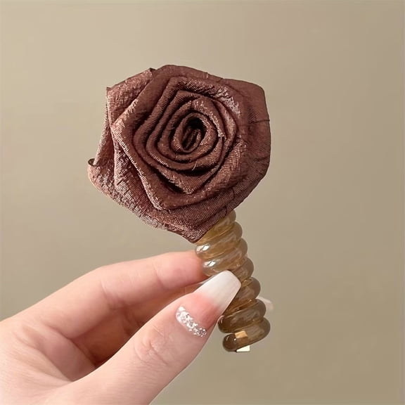 Dry Rose Bubble Braid Hair Rope Elastic Phone Cord Tie for Styling