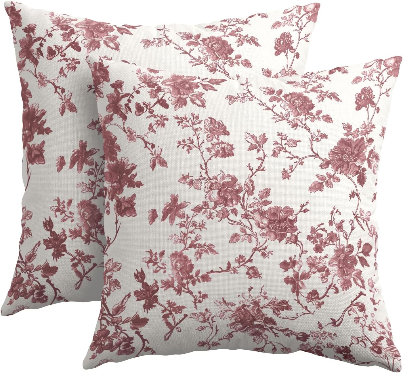 Dry Rose Pink Floral Pillow Covers 18x18 Inch Set of 2 Pink and Cream ...