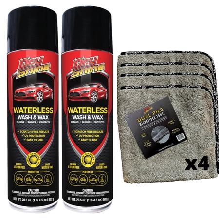 Dry Shine Waterless Car Wash & Wax (2 pack) plus 2 Microfiber Towels