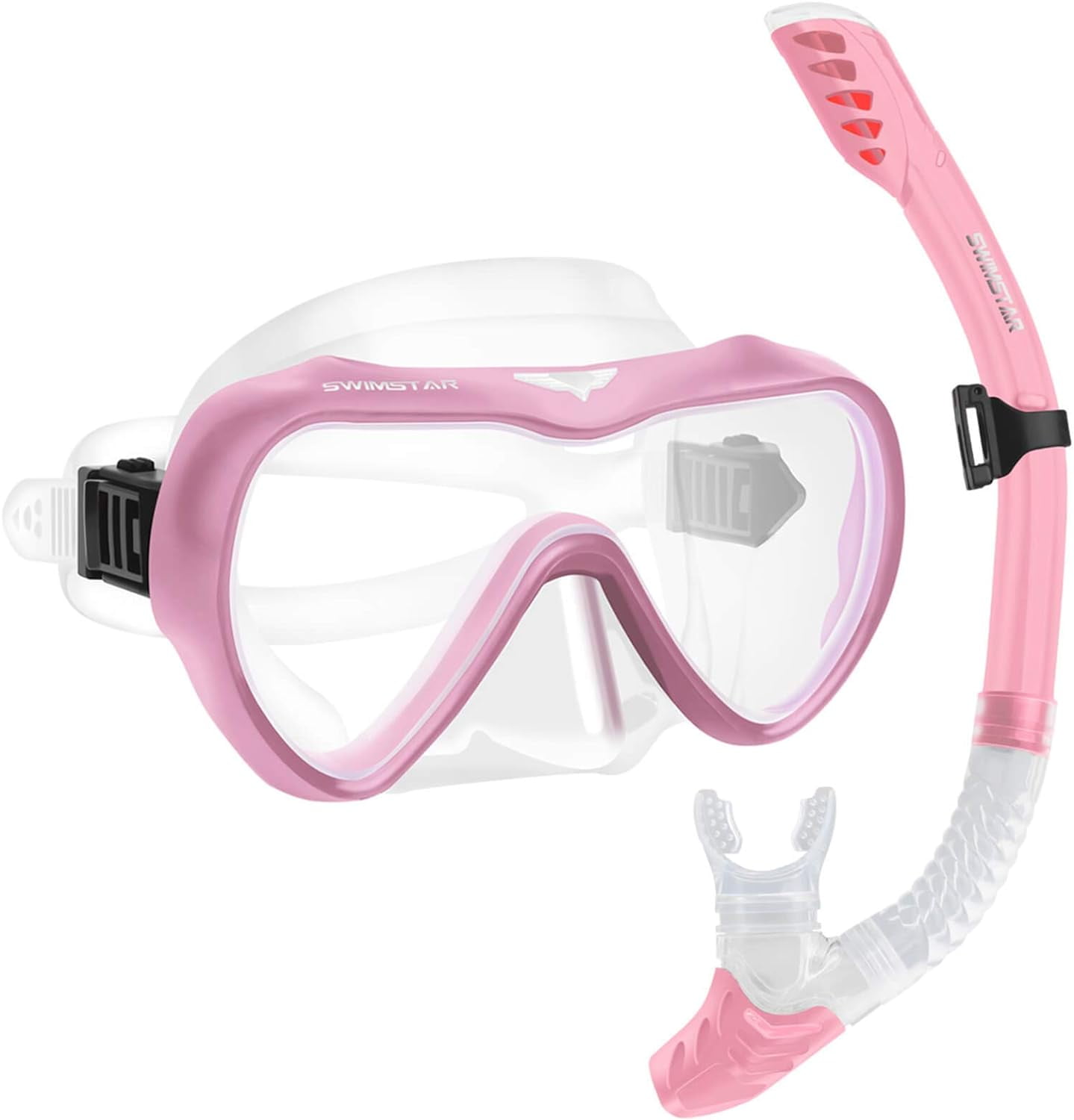 Dry Snorkel Set Adult Tempered Glass Goggles Anti Fog Single Lens Swim