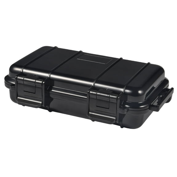 Dry Storage Box, Waterproof Box Mini Shockproof Dry Storage Box with 2 UShape Buckle for Fishing Camping Hiking (Black 1.8x8cm / 0.7x3.1in)