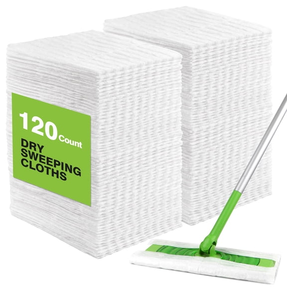 Dry Sweeping Cloths Pads Compatible with Sweeper, Disposable Duster Refills Mop Pads for Floor Mopping and Cleaning, 120 Count-8 " x 10.4 " Pads Refills-Not Include The Mop