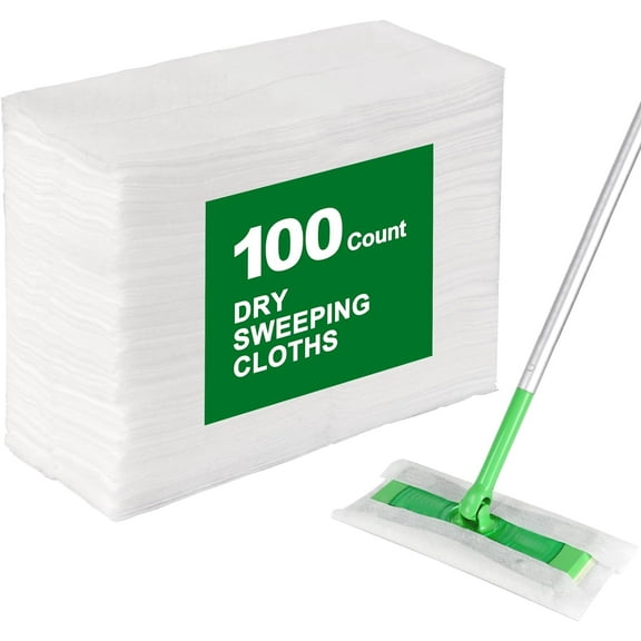 Dry Sweeping Cloths Compatible with SwifferSweeper Mop - 100 Count Disposable Dry Mop Refills - Unscented Floor Cleaning Pads (Mop Not Included)
