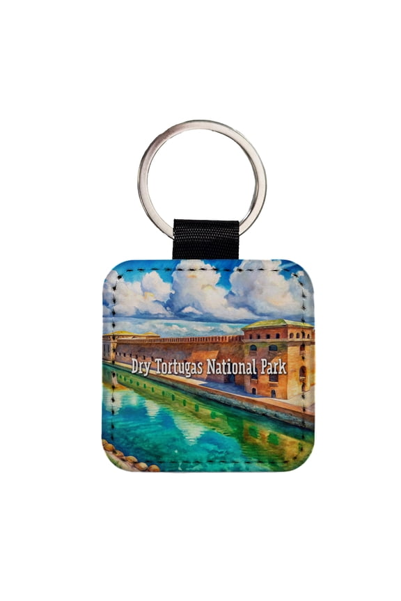 Dry Tortugas National Park Florida Faux Leather Square Keychain