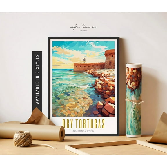Dry Tortugas National Park Poster Dry Tortugas Poster Us National Parks Posters Vibrant Colorful Wall Art Poster Travel Art Home Decor, 8x12 UNFRAMED