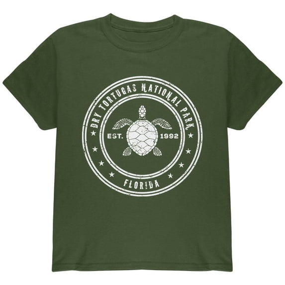 Dry Tortugas National Park Youth T Shirt Military Green YMD