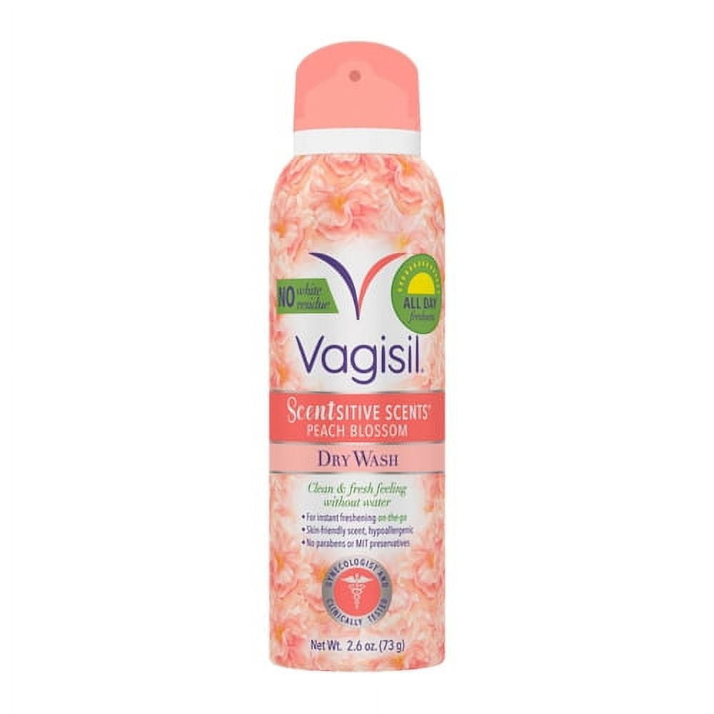 Dry Wash Feminine Spray with Scentsitive Scents by Vagisil, Peach Blossom, 2.6 Oz, 3 Pack