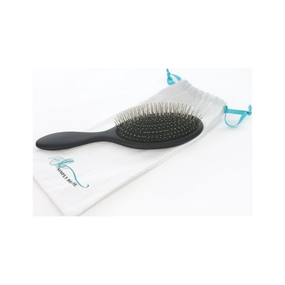 Dry & Wet Detangler Hair Brush – Luxury Metal Bristle Brush with Solid Polymer Handle for Natural Hair, Wigs, or Extensions – Detangling Brush for Curly, Straight, Fine, or Thick Hair by Simply Boujie