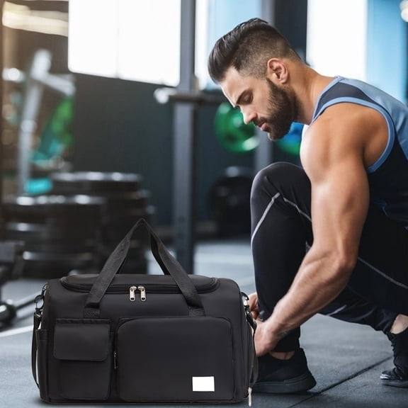 Dry Wet Separation Gym Bag, Shoe Compartment Large Capacity, Oxford Cloth Travel Sports Bag, for Business Trip Short Tour, 44x28x19cm