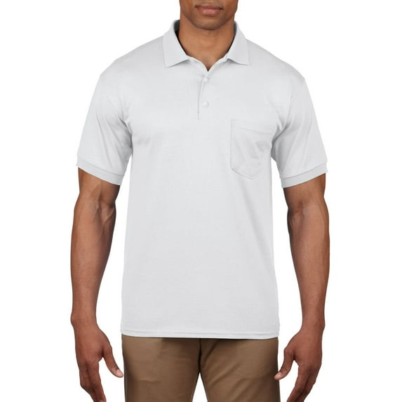 DryBlend Jersey Pocket Polo, L, White