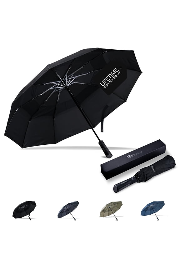 47” Premium Umbrellas for Rain, Large Windproof Double Canopy Umbrella, 10 Aluminum Ribs, Sturdy Frame, Auto Open Close Unique Handle, Windproof & Waterproof Umbrella for Women & Men, Black