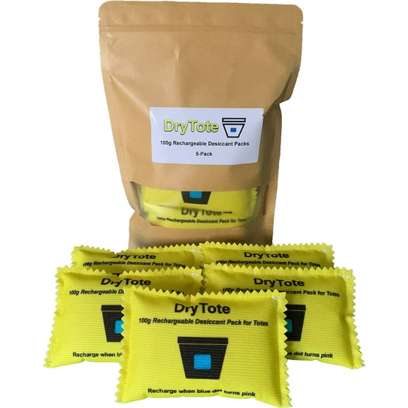DryTote Rechargeable Moisture Absorbing Bag Desiccant, 100 g, 5 Pack