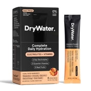 DryWater Hydration Powder with Electrolytes and Vitamins, Peach Mango Flavor, 6 Pack