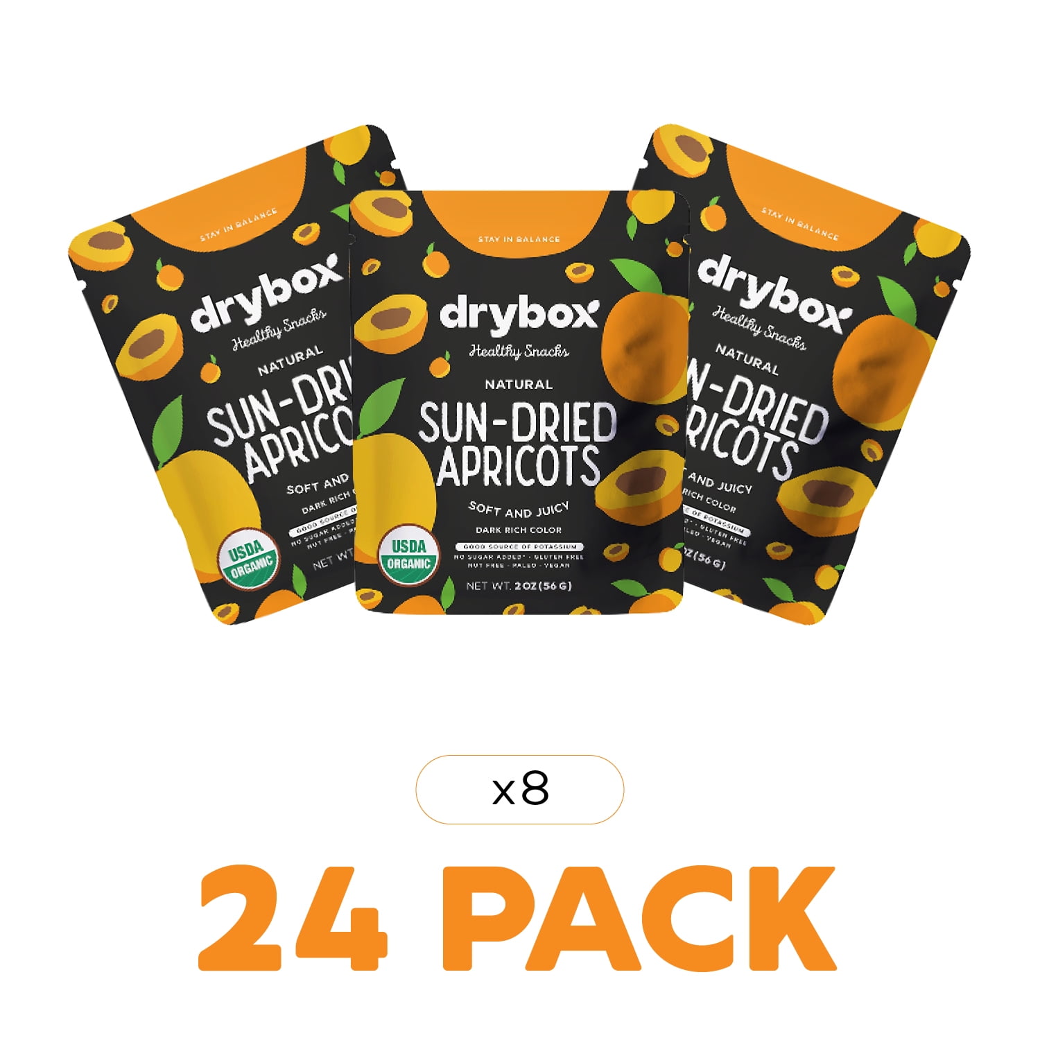 Drybox Sun Dried Turkish Apricots, Unsulfured Organic Unsweetened 24