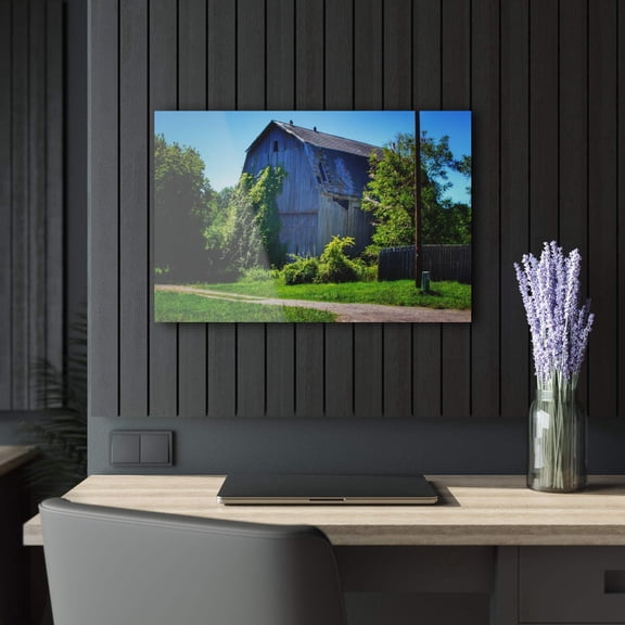 U R There Photography Dryden Road Grey Rustic Farmhouse Acrylic Wall Print 30"x 20"