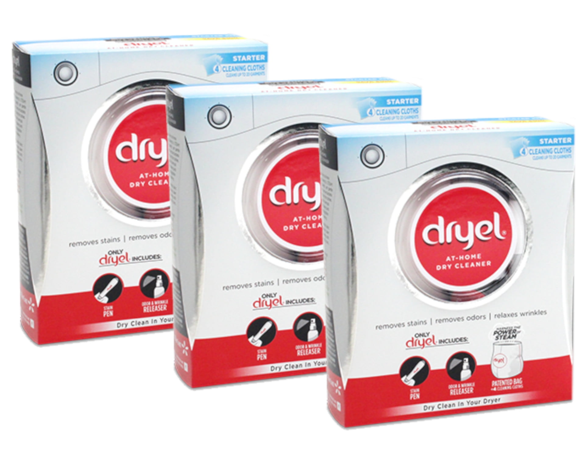 Dryel AtHome Dry Cleaner Starter Kit, 4 Loads Pack of 3