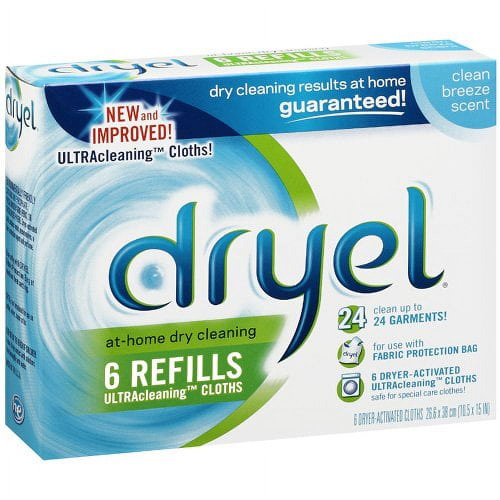 Dryel: At-Home Dry Cleaning Ultracleaning Clean Breeze Scent Refill Cloths,  6 ct 
