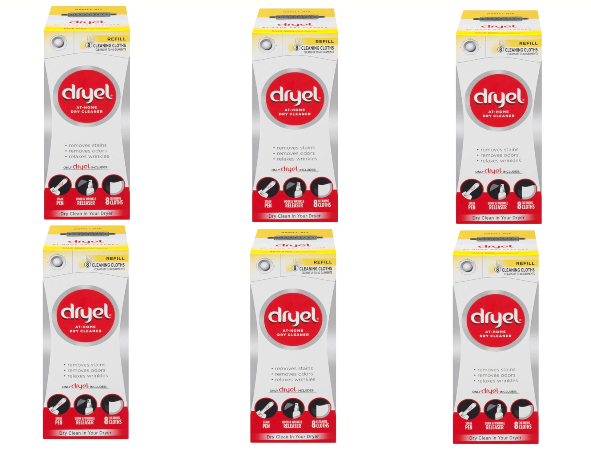 Dryel Dryer Cleaner Refill 8 Cloths (Pack of 6)