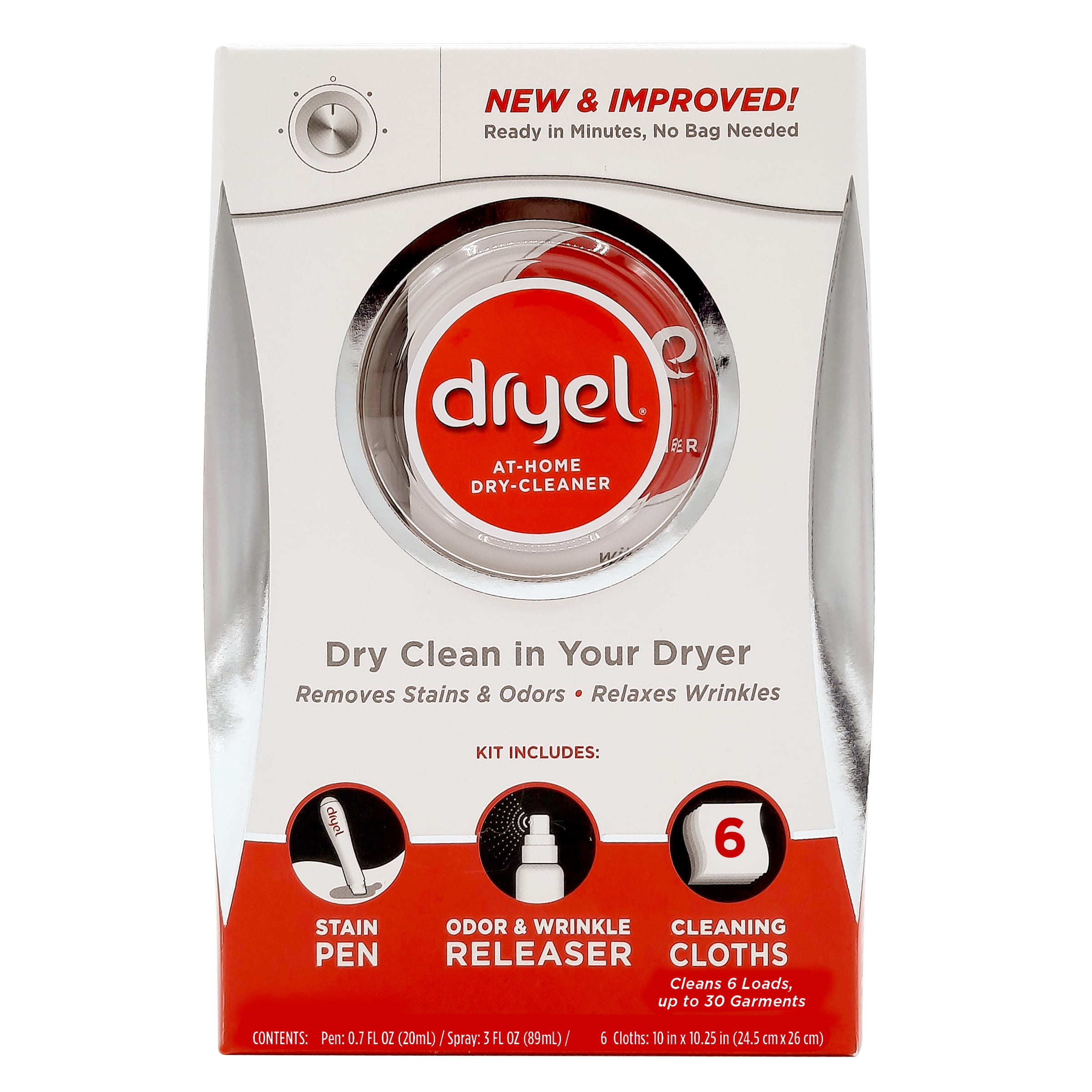 Dryel At-Home Dry Cleaner Refill Kit, 8 Cleaning Cloths, Stain Pen, & Odor  Wrinkle Releaser 