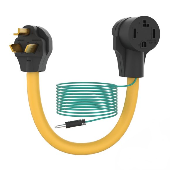 Dryer Adapter 4 Prong to 3 Prong Rental Friendly 1.5FT 30 Amp with Green Ground Wire NEMA 10-30P Male to 14-30R Female Outlet New Dryer to 3 Prong Old Dryer Receptacle Plug Power Cord