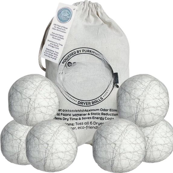 Dryer Balls Laundry Reusable - Odor Eliminating With Technology Fabric Softener And Static Reducer Reduce Drying Time Energy Costs 6 Pack