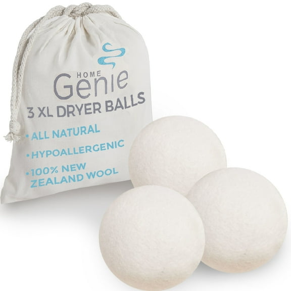 Dryer Balls, Wool Ball Reusable for Over 400 Loads, 3 Pack, Natural Fabric Softener by Home Genie
