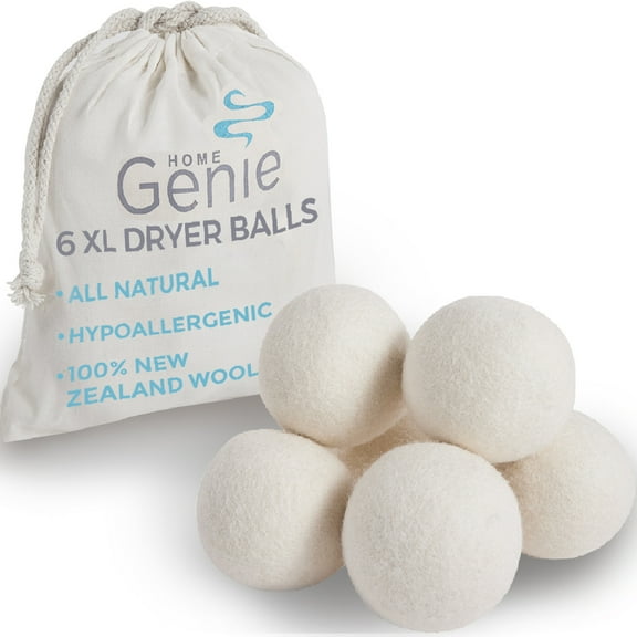 Dryer Balls, Wool Ball Reusable for Over 400 Loads, 6 Pack, Natural Fabric Softener by Home Genie