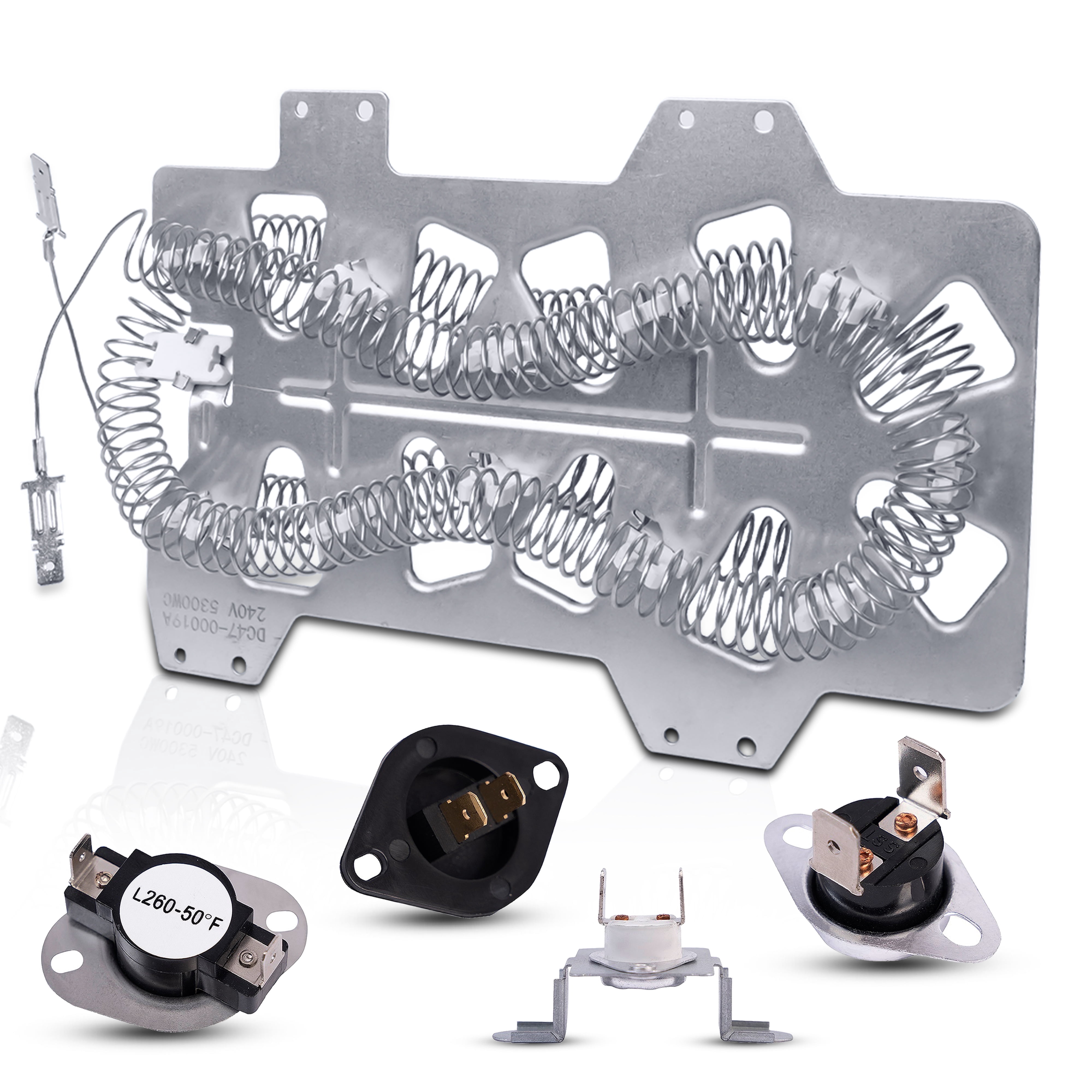 Dryer Heating Element For Samsung DV45H7000EW/A2 DV40J3000EW/A2 DV218AEW/XAA DV219AEW/XAA DV220AEW/XAA DV209AEW/XAA DV210AEW/XAA DV350AEW/XAA DV328AEW/XAA DV5451AEW/XAA DV330AEW With Thermostat Fuse