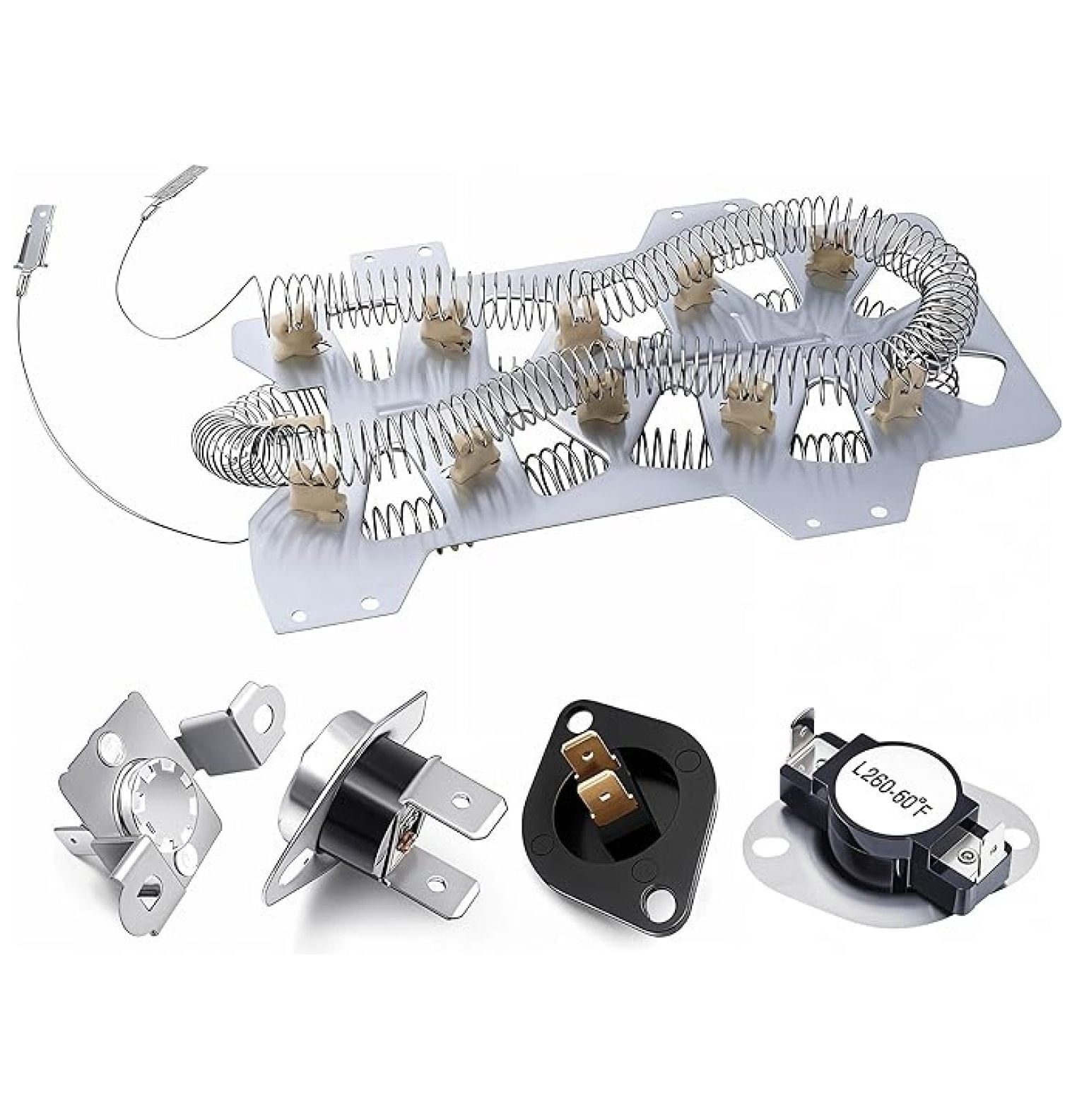 Dryer Heating Kit Compatible with Amana NED7200TW NED7200TW10 NED7200TW0 fits Inglis YIED7200TW10 Full Replacement Kit with Thermostat, Thermal Fuse & Thermistor
